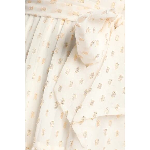 Lulus Shining Sight Midi Dress S White Metallic Gold Dotted One Shoulder Fairy - Picture 8 of 16